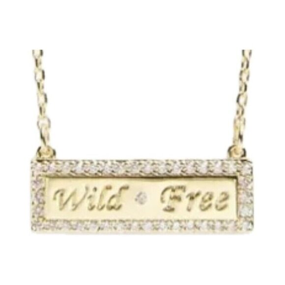 Lulu Dk Wild & Free Statement CZ Accent 14k Gold-Plated Bar Pendant Necklace - Picture 3 of 4
